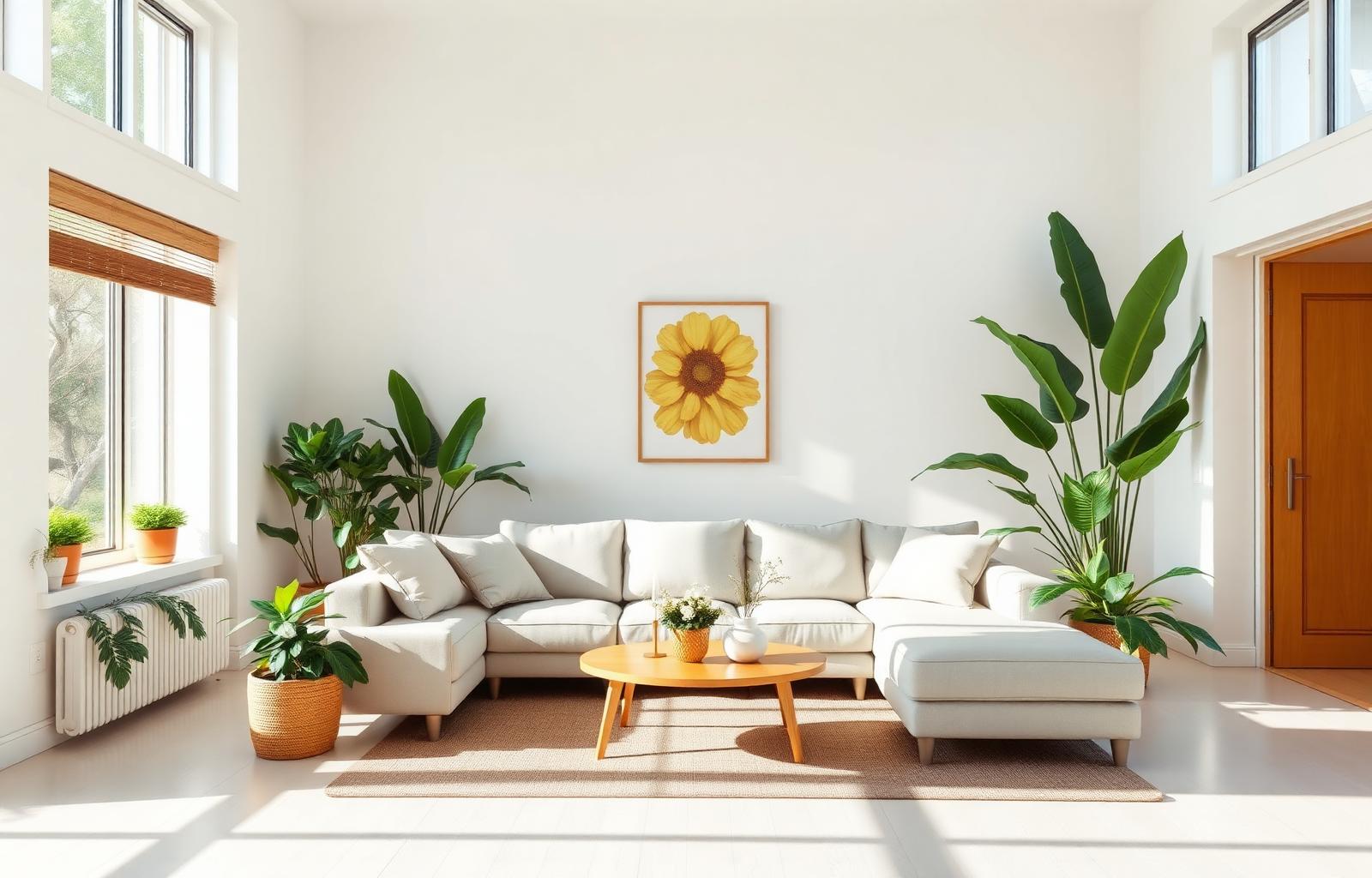 Bright modern short-term rental living room